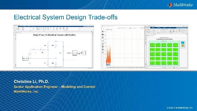 了解Simscape Electrical如何与MATLAB和Simulink一起使用，并探索电气系统优化和效率提高的设计权衡。