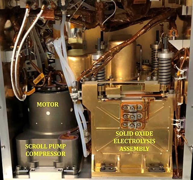 内景的勇气显示左边的电机和滚动泵压缩机和右边的SOXE组装。