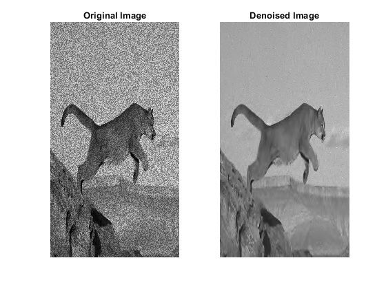 原始(左)和去噪(右)图像。利用小波去噪函数在保留边缘的同时对图像进行去噪。