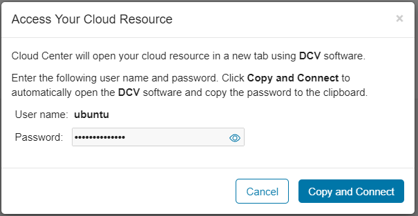 使用访问新创建的MATLAB云资源的用户名和密码访问您的云资源对话框。