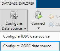 使用选中的“配置ODBC数据源”配置数据源选择