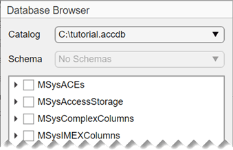 数据库浏览器显示C:\教程。Accdb目录及其内容。