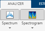Analyzer选项卡上的第一个UI按钮是Spectrum。第二个UI按钮是Spectrogram。您可以选择其中的一个或两个。gydF4y2B一个