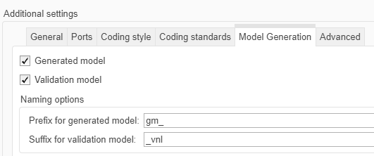 配置参数选项以选中验证模型复选框。