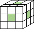3 × 3 × 3像素邻域，6个像素连接到中心像素的面