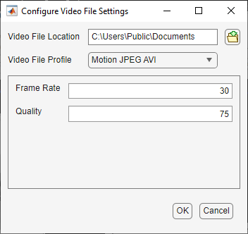 图像采集资源管理器中的视频文件设置配置
