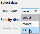 选择tbl作为输入数据