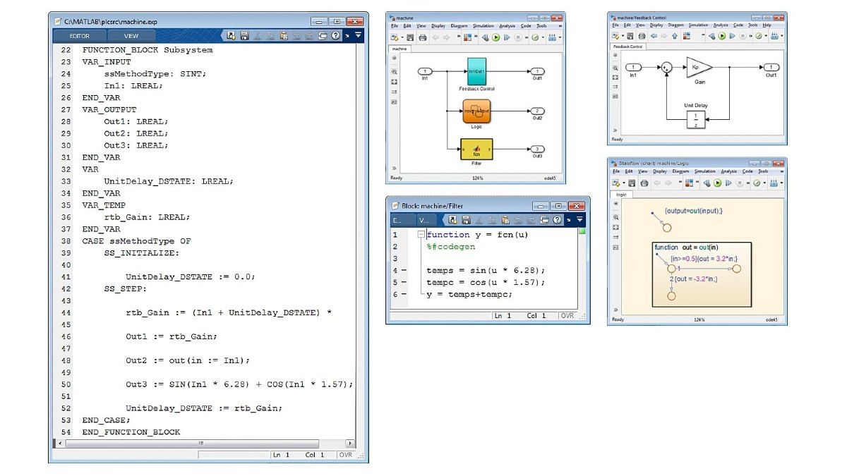 优化的结构化文本示例。Simulink PLC Coder为Simulink、Stateflow和MATLAB函数生成优化的、集成良好的代码。