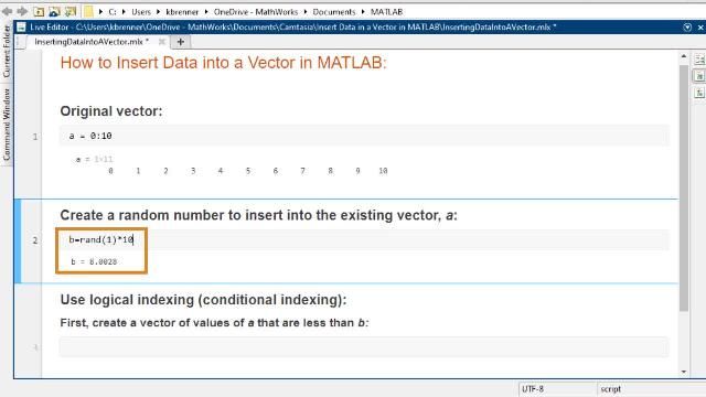 Learn how to insert additional values into a vector in MATLAB.