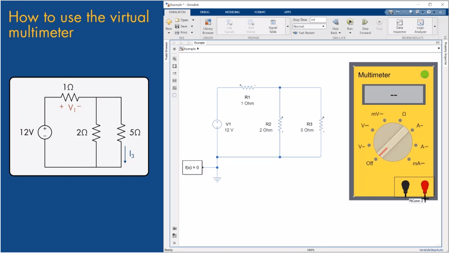 演示如何使用虚拟万用表的直流电路分析课件模块。