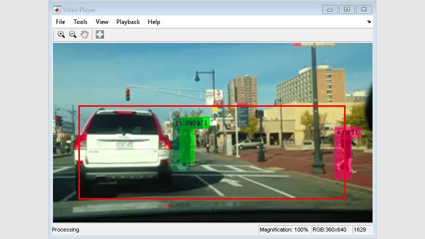 在汽车行车记录仪的录像中发现有多个行人在目标区域。