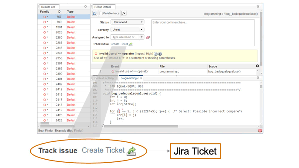 显示Jira票证创建的Web浏览器窗口。