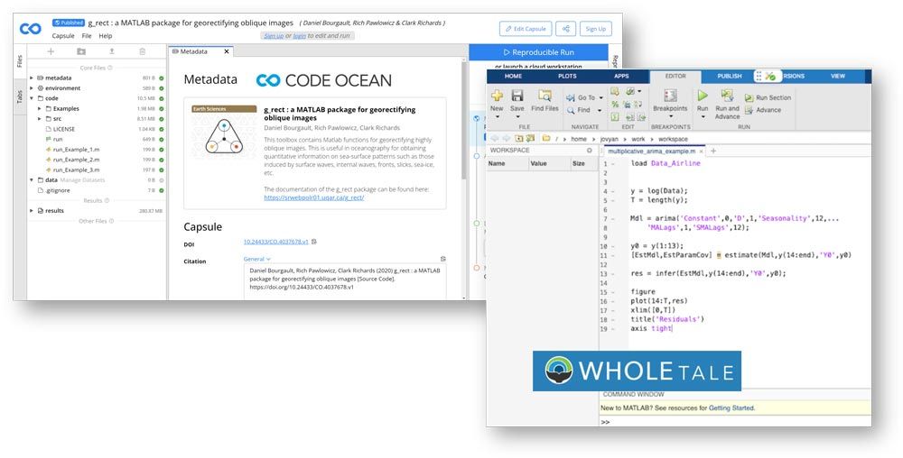在code Ocean和Whole Tale可重用平台上发布、可运行和可下载的MATLAB代码。