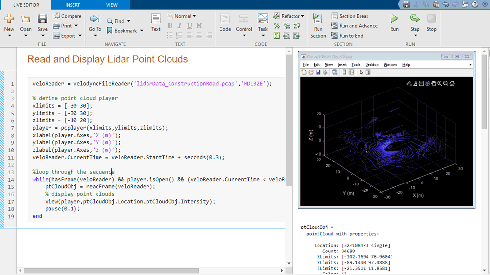 脚本读取Velodyne PCAP文件和结果点云的图像。