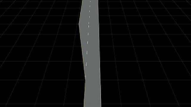 使用RoadRunner场景生成器编程构建的带有虚线的双车道道路。