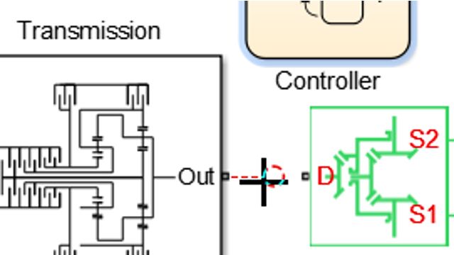 模型自动变速器使用齿轮和离合器从Simscape Driveline。控制逻辑被建模为statflow中的状态机。
